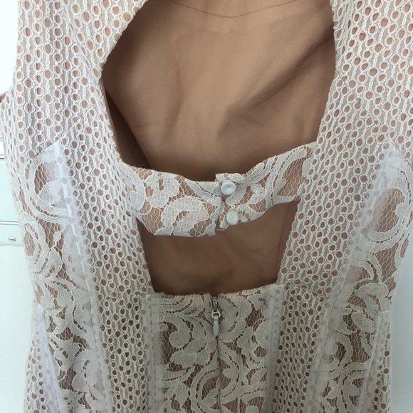 BCBG Maxazria White Lace Dress Open Back - Picture 3 of 6